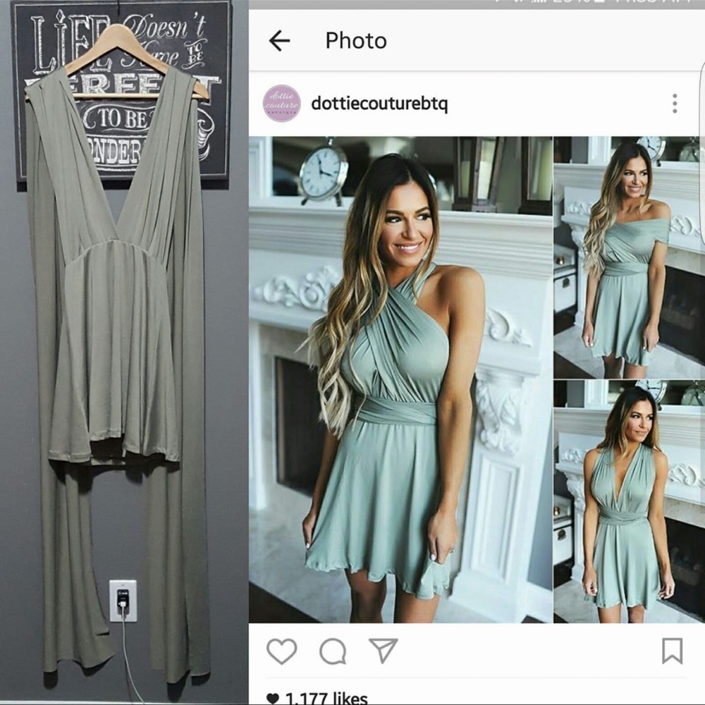New Sage Green Multi Way Mini Dress